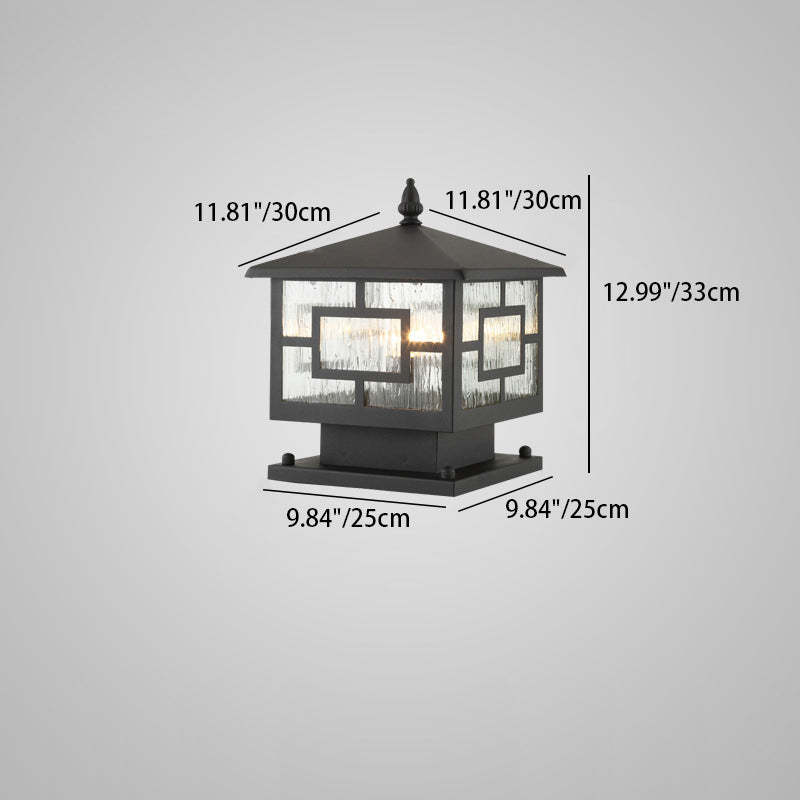 Chinese Iron Glass Square Column Landscape Light