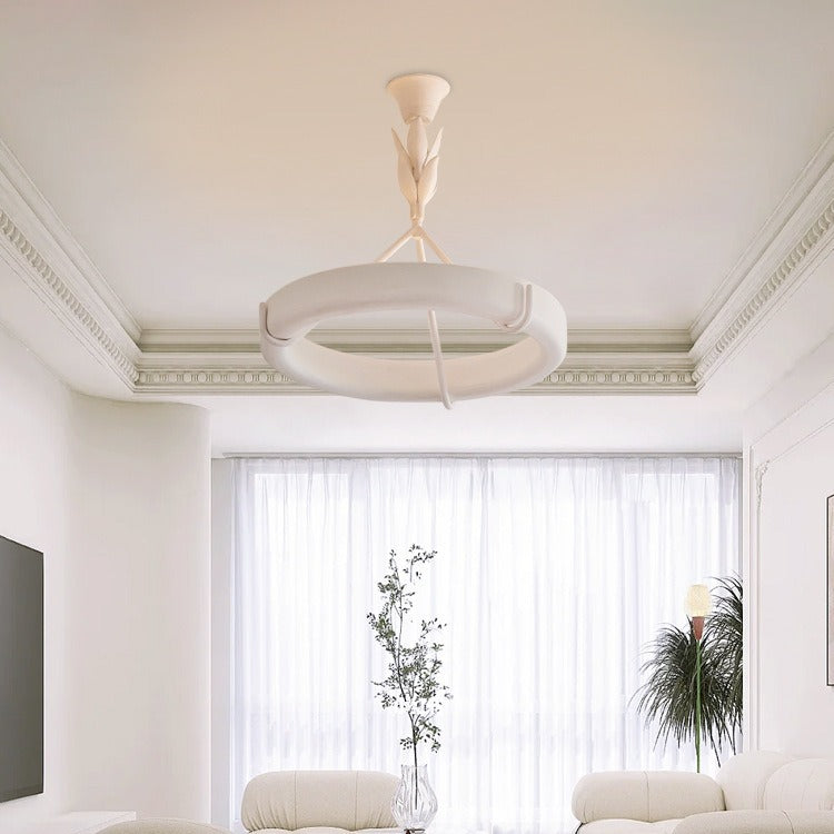 Lighom traditional carved floral white chandeliers in metal resin