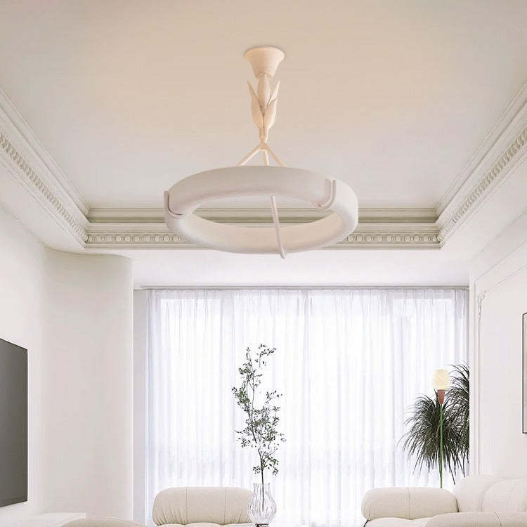 Lighom traditional carved floral white chandeliers in metal resin