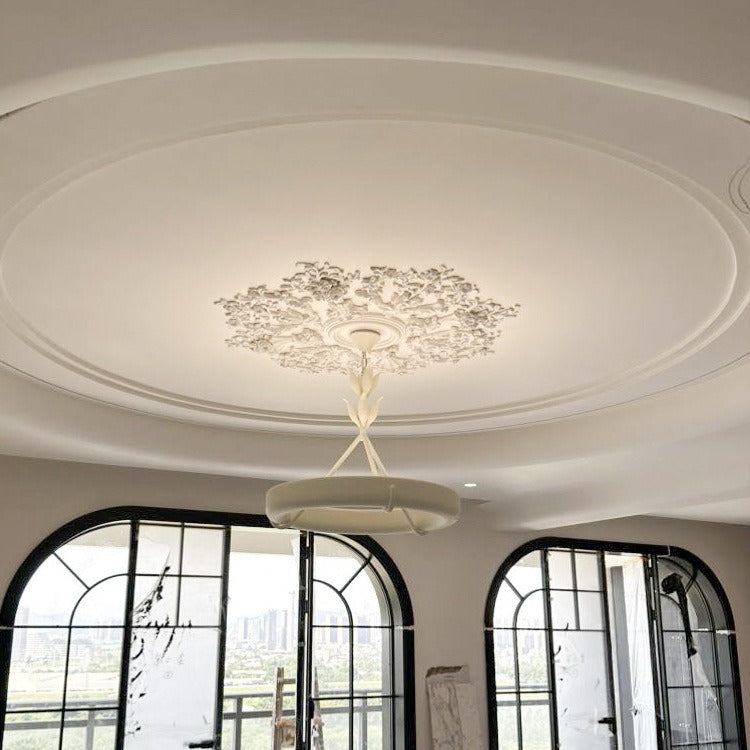 White traditional floral carved chandeliers