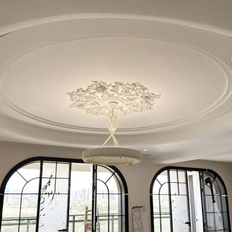 White traditional floral carved chandeliers