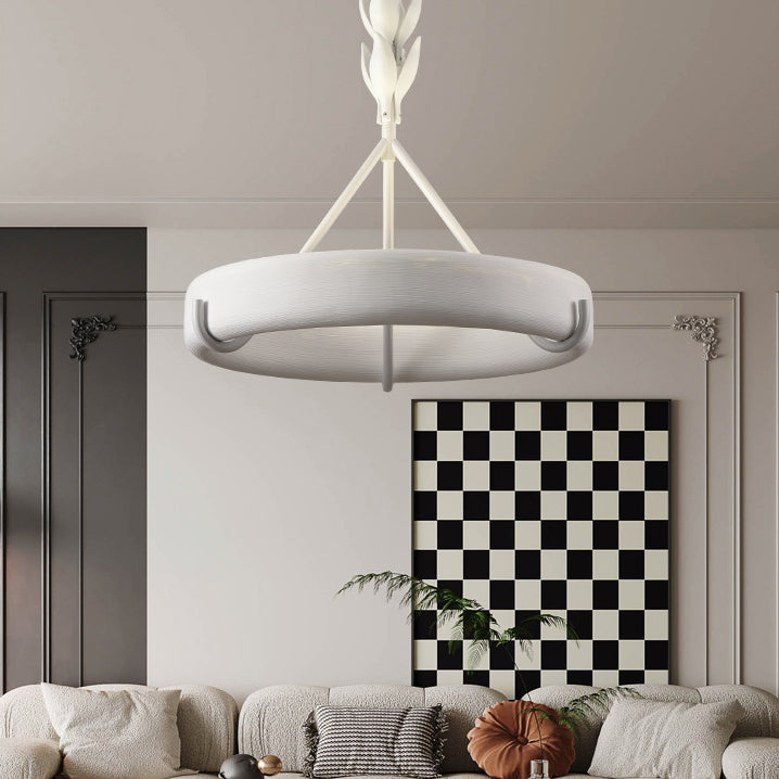French Metal Resin Carved Floral LED Chandelier
