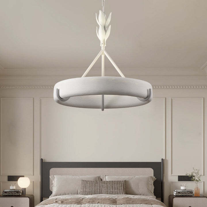 Traditional carved floral white metal chandeliers, Lighom — Large / 220V-240V (UK/AU)