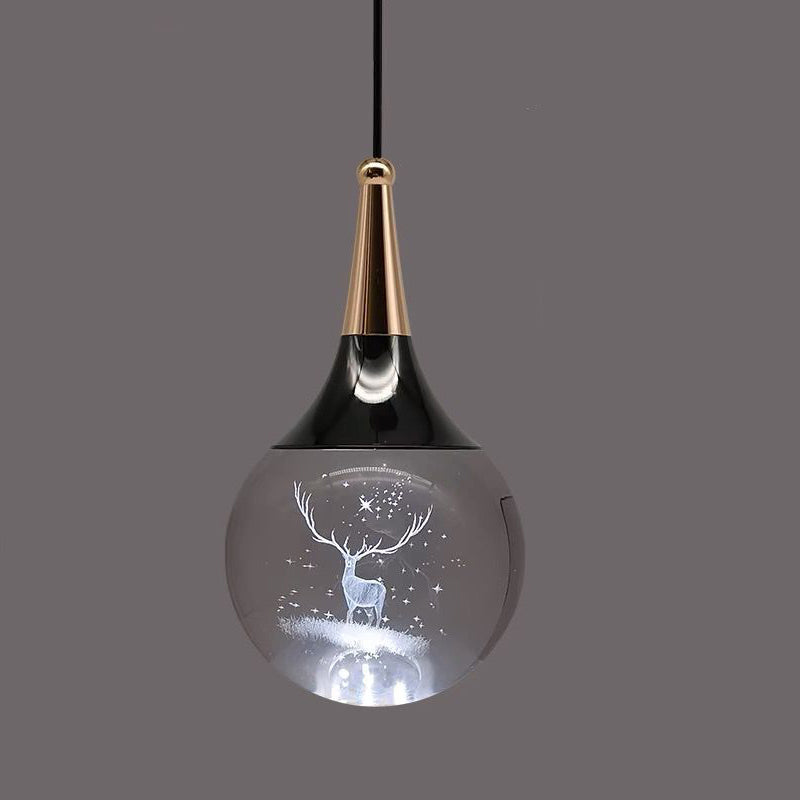 Aluminum Crystal Ball Deer Jellyfish Earth LED Pendant Light — Jellyfish / Neutral Light (4000K) / 220V-240V For UK/AU