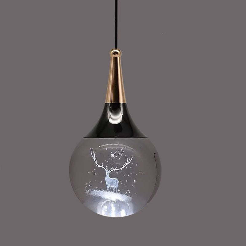 Aluminum Crystal Ball Deer Jellyfish Earth LED Pendant Light — Jellyfish / Neutral Light (4000K) / 220V-240V For UK/AU