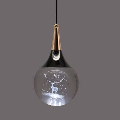 Aluminum Crystal Ball Deer Jellyfish Earth LED Pendant Light — Jellyfish / Neutral Light (4000K) / 220V-240V For UK/AU