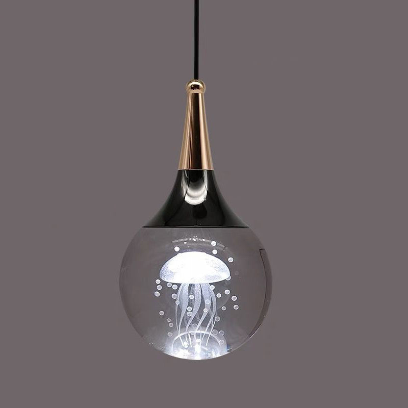 Aluminum Crystal Ball Deer Jellyfish Earth LED Pendant Light — Jellyfish / White Light (5000K) / 110V-120V For US/CA