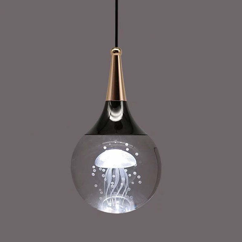 Aluminum Crystal Ball Deer Jellyfish Earth LED Pendant Light — Jellyfish / White Light (5000K) / 110V-120V For US/CA