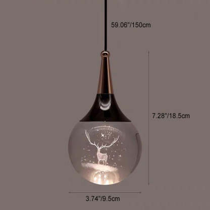 Aluminum Crystal Ball Deer Jellyfish Earth LED Pendant Light — Deer / White Light (5000K) / 110V-120V For US/CA