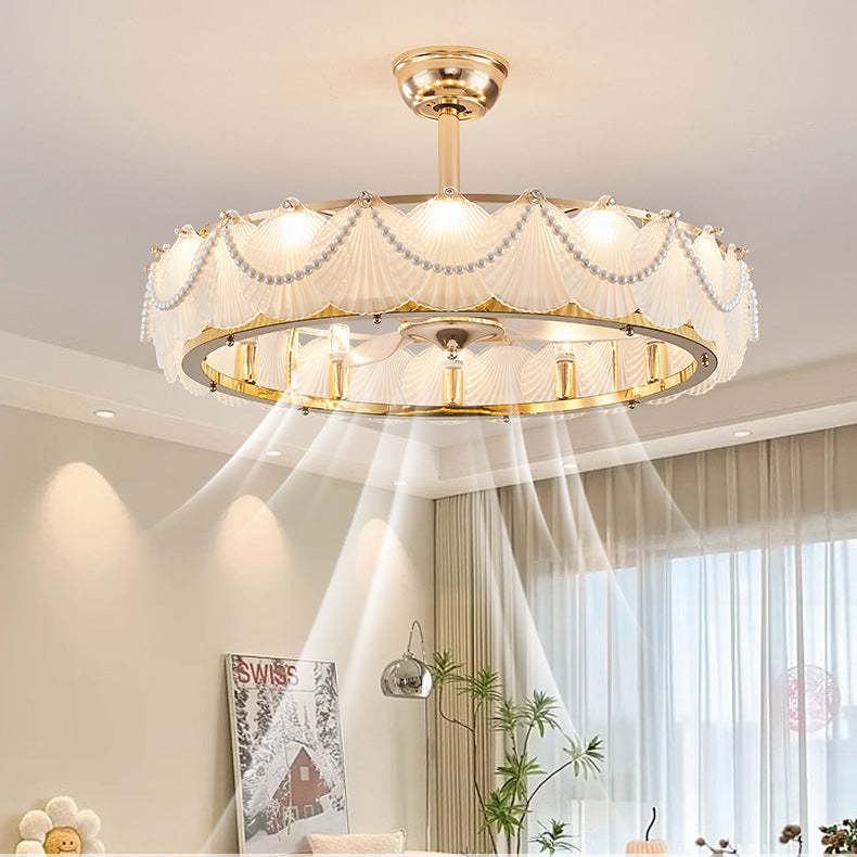 French Pearl Feather Shell Mount Ceiling Fan — A / 110V-120V For US/CA