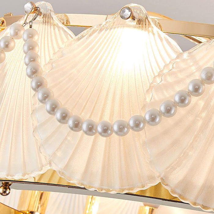 French Pearl Feather Shell Mount Ceiling Fan — A / 110V-120V For US/CA