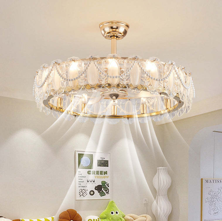 French Pearl Feather Shell Mount Ceiling Fan