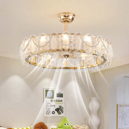 French Pearl Feather Shell Mount Ceiling Fan