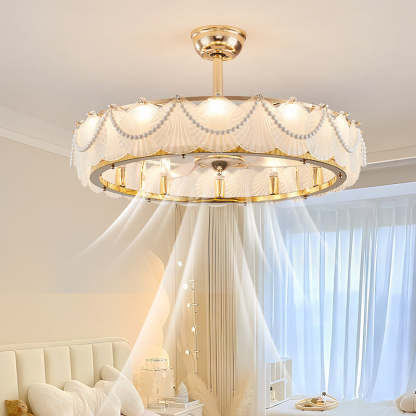 French Pearl Feather Shell Mount Ceiling Fan