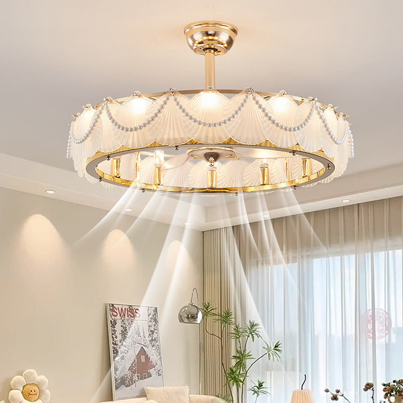 French Pearl Feather Shell Mount Ceiling Fan — A / 220V-240V For UK/AU