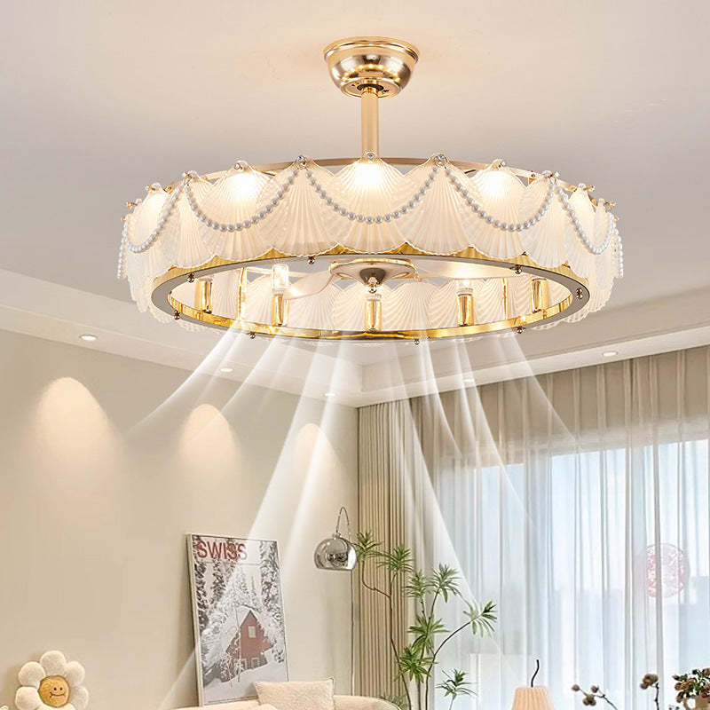 French Pearl Feather Shell Mount Ceiling Fan — A / 220V-240V For UK/AU
