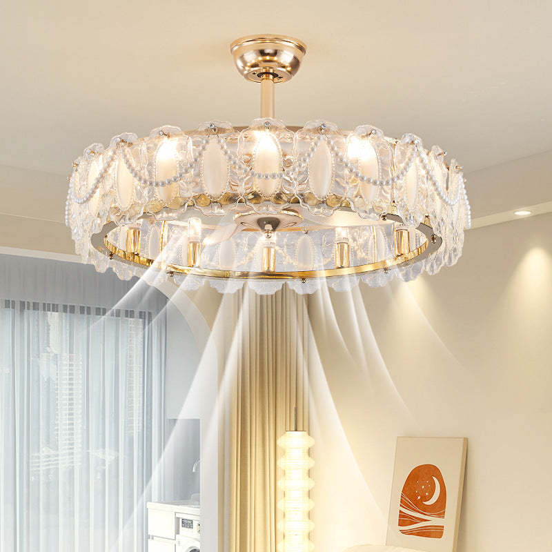 French Pearl Feather Shell Mount Ceiling Fan