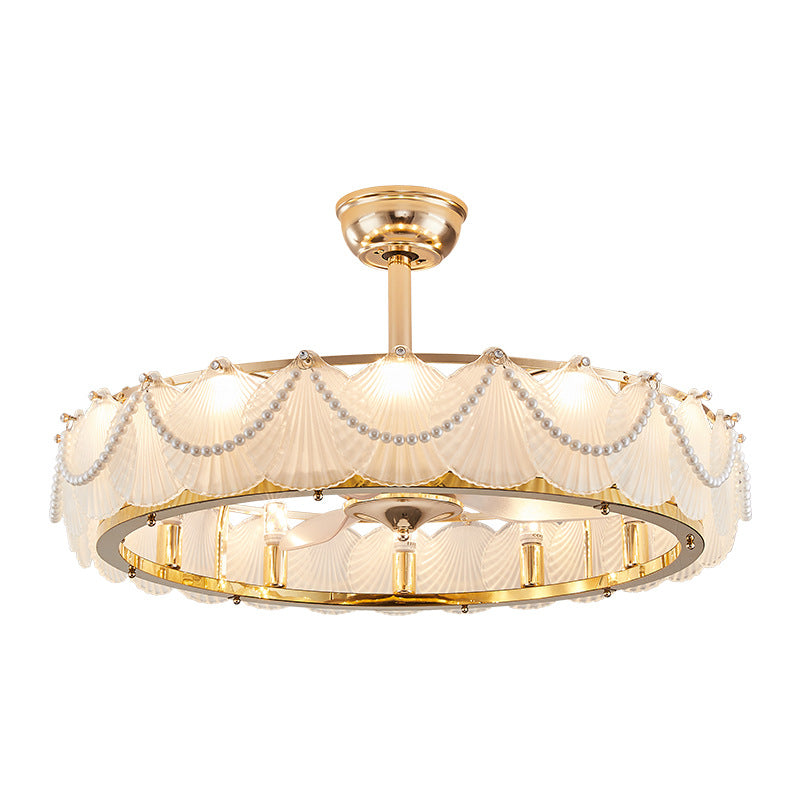 French Pearl Feather Shell Mount Ceiling Fan