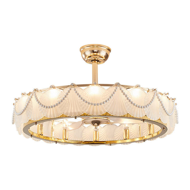 French Pearl Feather Shell Mount Ceiling Fan