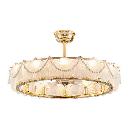 French Pearl Feather Shell Mount Ceiling Fan