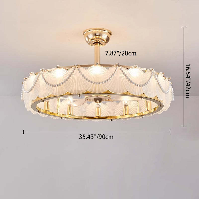 French Pearl Feather Shell Mount Ceiling Fan — B / 220V-240V For UK/AU