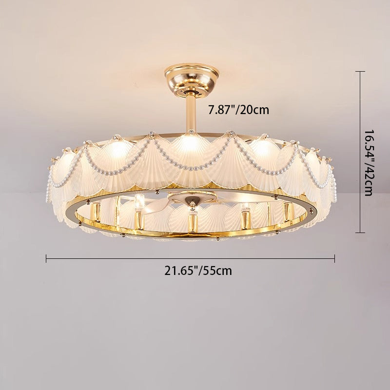 French Pearl Feather Shell Mount Ceiling Fan — A / 220V-240V For UK/AU