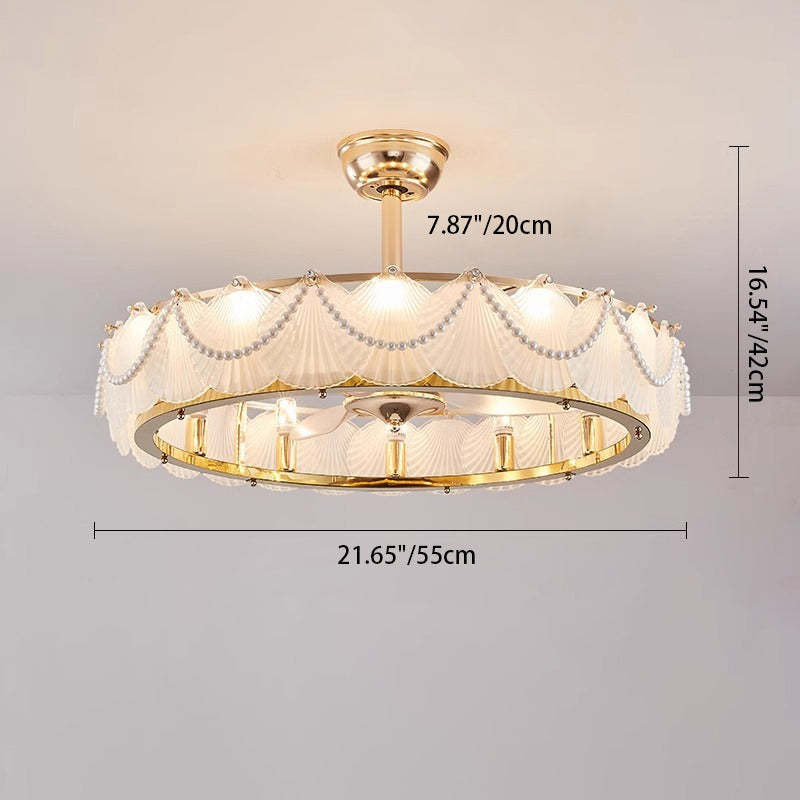 French Pearl Feather Shell Mount Ceiling Fan — A / 220V-240V For UK/AU