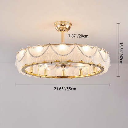 French Pearl Feather Shell Mount Ceiling Fan — A / 220V-240V For UK/AU