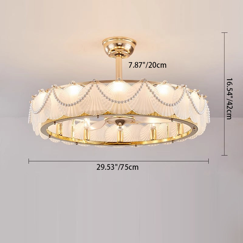 French Pearl Feather Shell Mount Ceiling Fan — B / 110V-120V For US/CA