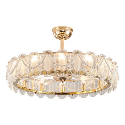 French Pearl Feather Shell Mount Ceiling Fan