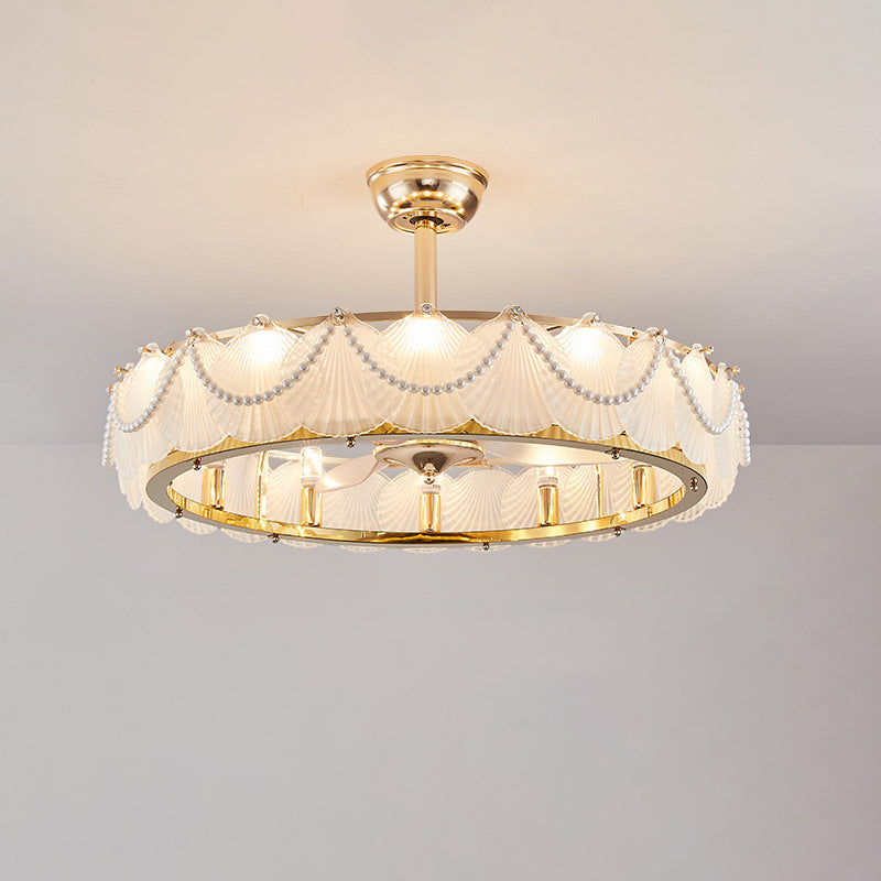 French Pearl Feather Shell Mount Ceiling Fan