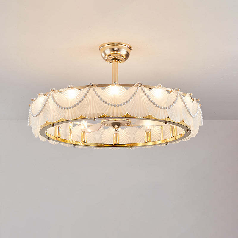 French Pearl Feather Shell Mount Ceiling Fan