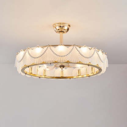 French Pearl Feather Shell Mount Ceiling Fan