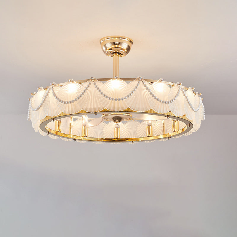 French Pearl Feather Shell Mount Ceiling Fan