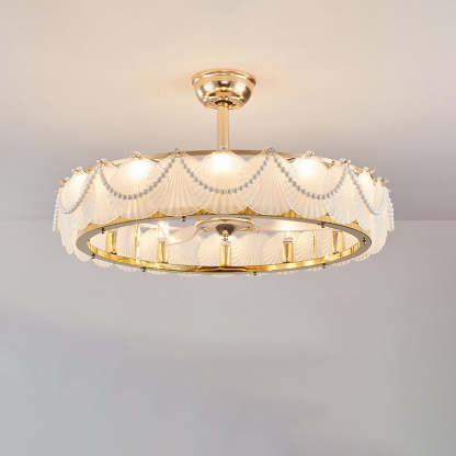 French Pearl Feather Shell Mount Ceiling Fan