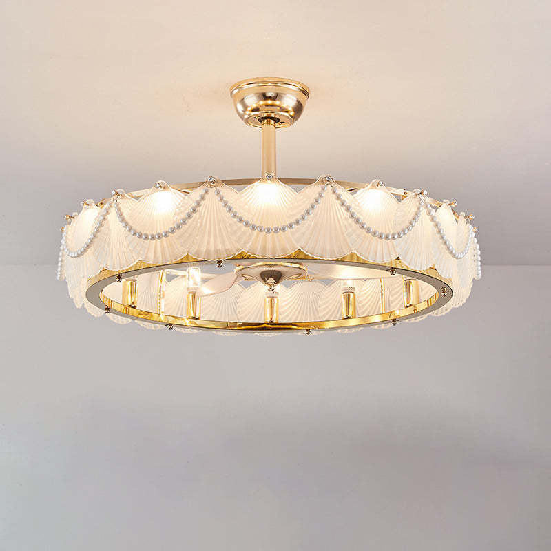French Pearl Feather Shell Mount Ceiling Fan