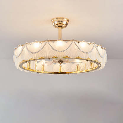 French Pearl Feather Shell Mount Ceiling Fan