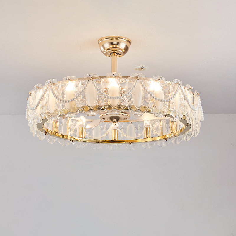 French Pearl Feather Shell Mount Ceiling Fan