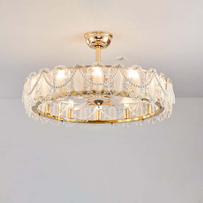 French Pearl Feather Shell Mount Ceiling Fan