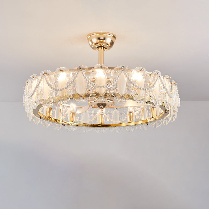 French Pearl Feather Shell Mount Ceiling Fan