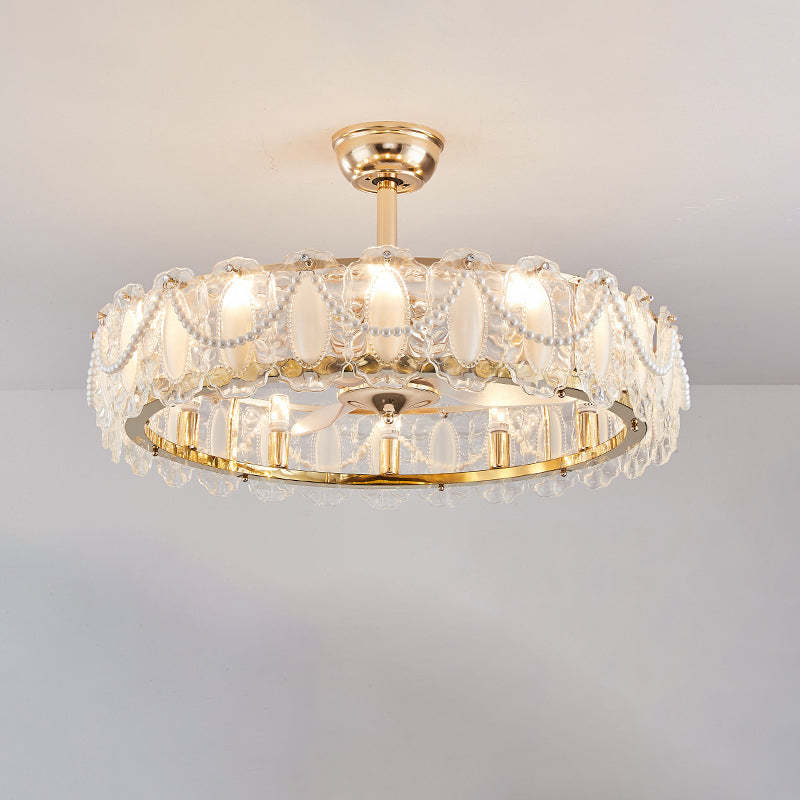 French Pearl Feather Shell Mount Ceiling Fan