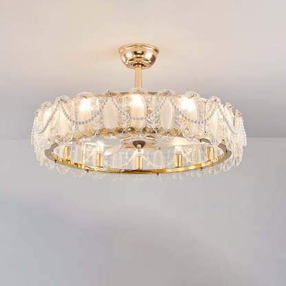 French Pearl Feather Shell Mount Ceiling Fan
