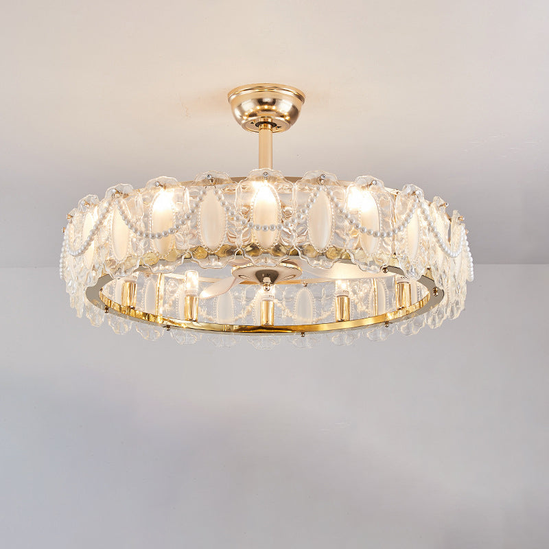 French Pearl Feather Shell Mount Ceiling Fan
