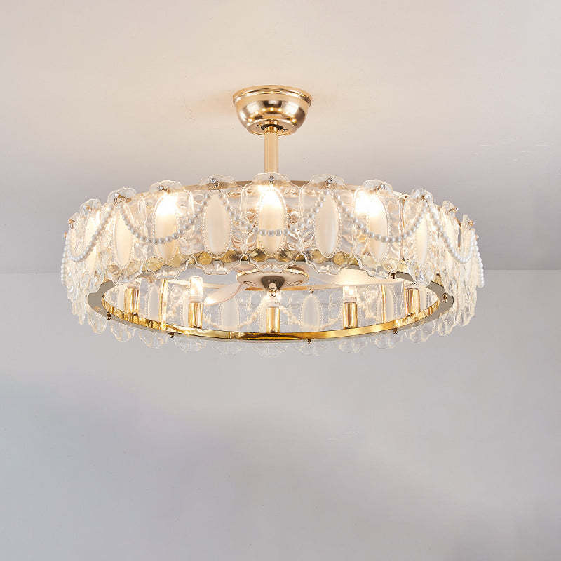 French Pearl Feather Shell Mount Ceiling Fan