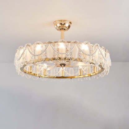 French Pearl Feather Shell Mount Ceiling Fan