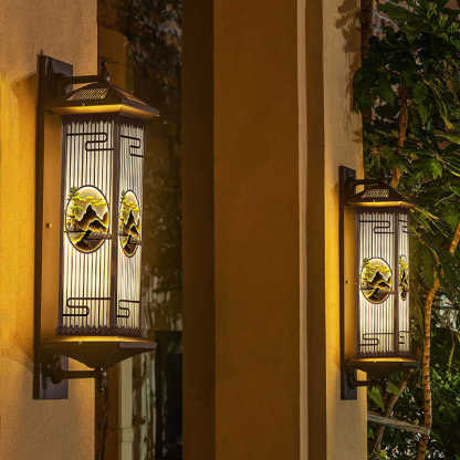 Chinese Solar Aluminum Glass Cylinder LED Wall Sconce — Small - Black / 7 Colors Light / 110V-120V For US/CA