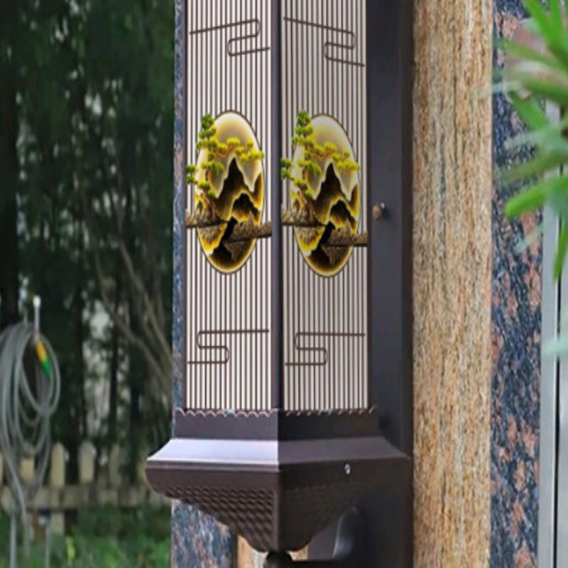 Chinese Solar Aluminum Glass Cylinder LED Wall Sconce — Large - Black / 7 Colors Light / 220V-240V For UK/AU