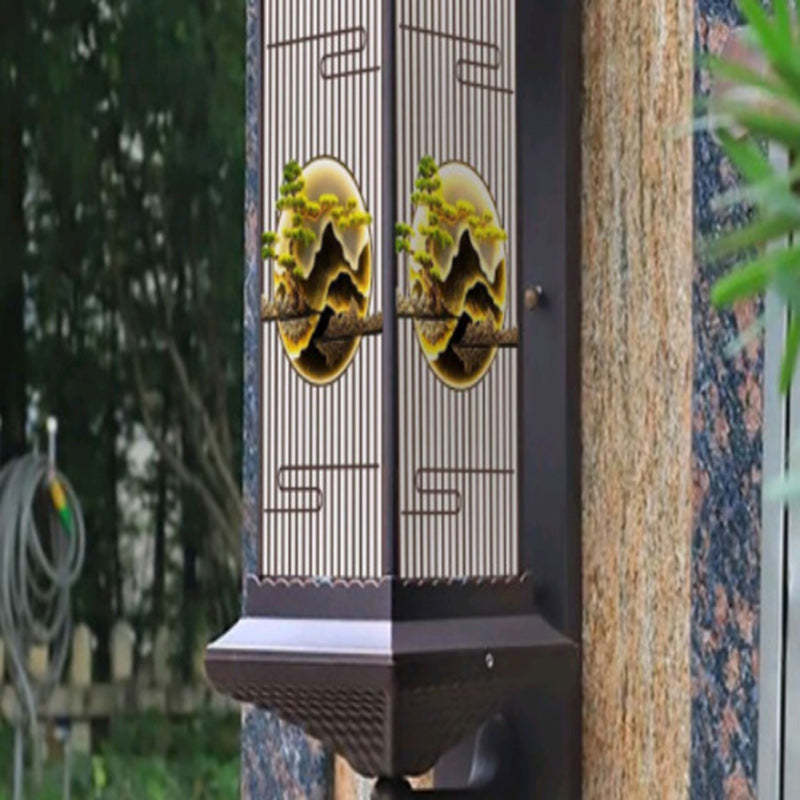 Chinese Solar Aluminum Glass Cylinder LED Wall Sconce — Large - Black / 7 Colors Light / 220V-240V For UK/AU