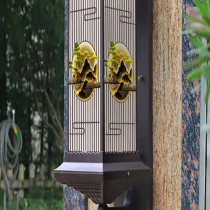 Chinese Solar Aluminum Glass Cylinder LED Wall Sconce — Large - Black / 7 Colors Light / 220V-240V For UK/AU