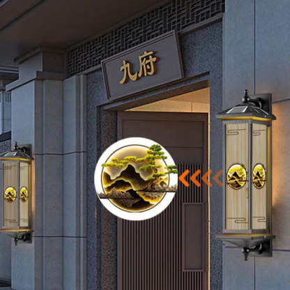 Chinese Solar Aluminum Glass Cylinder LED Wall Sconce — Large - Brown / 7 Colors Light / 220V-240V For UK/AU